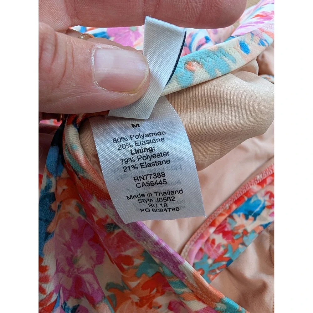 J. Crew Womens Floral Ruched Wrap Halter One Piece Swimsuit Multicolor medium M